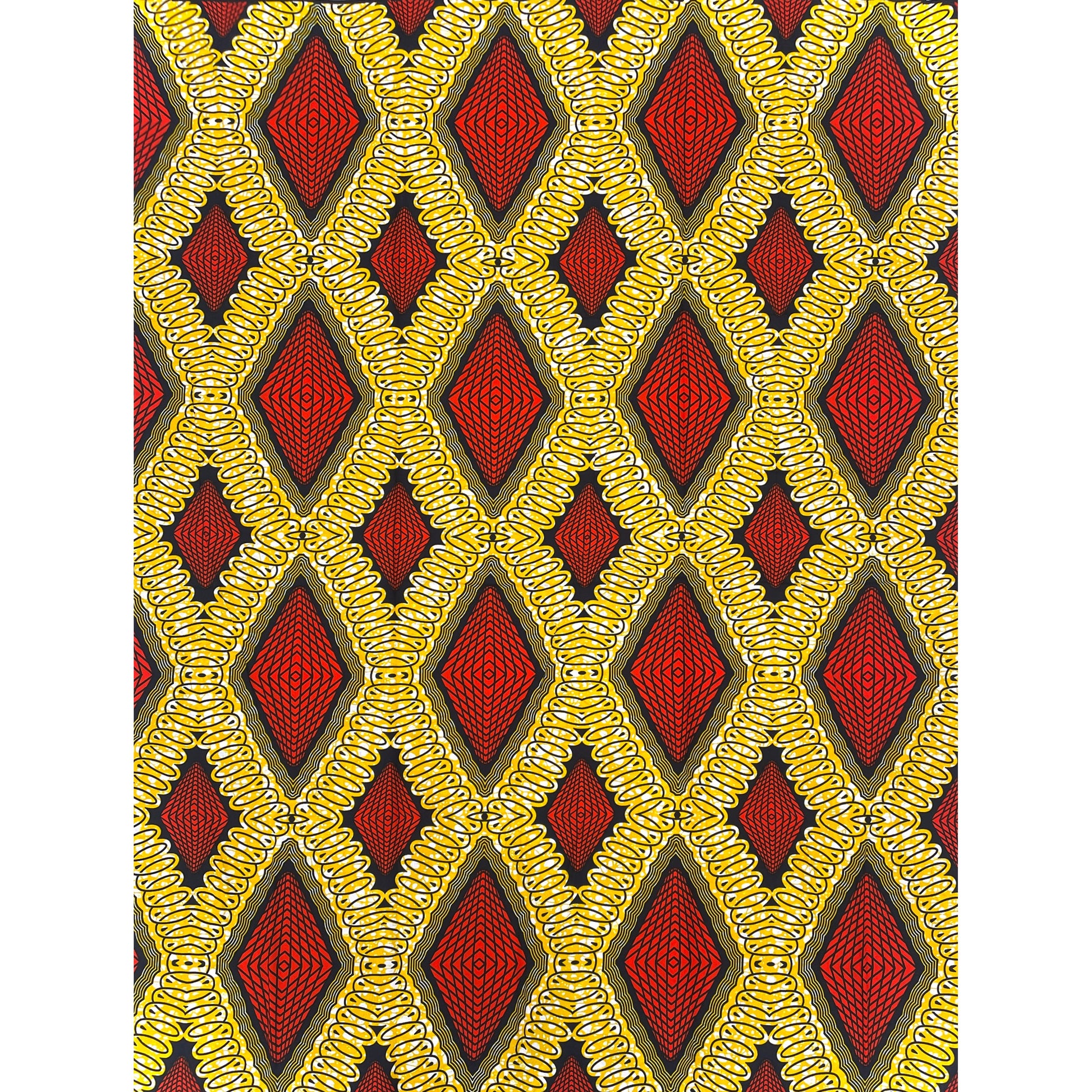 Wax Graphique Losanges Spirales Orange Jaune