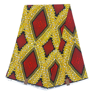 Wax Graphique Losanges &amp; Spirales Orange Jaune