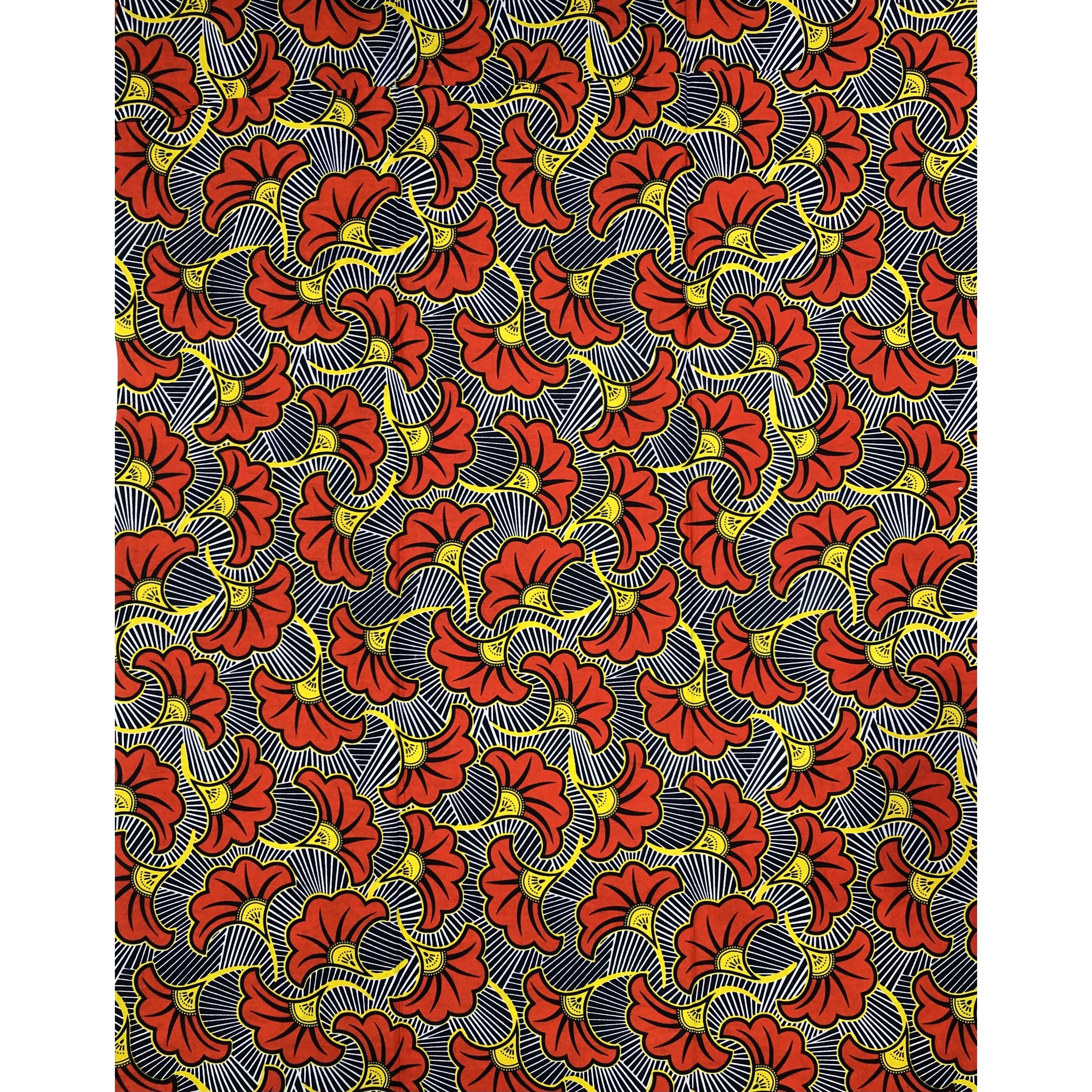 Wax Orange et Bleu 100% Coton Coupon 2 Yards Premium