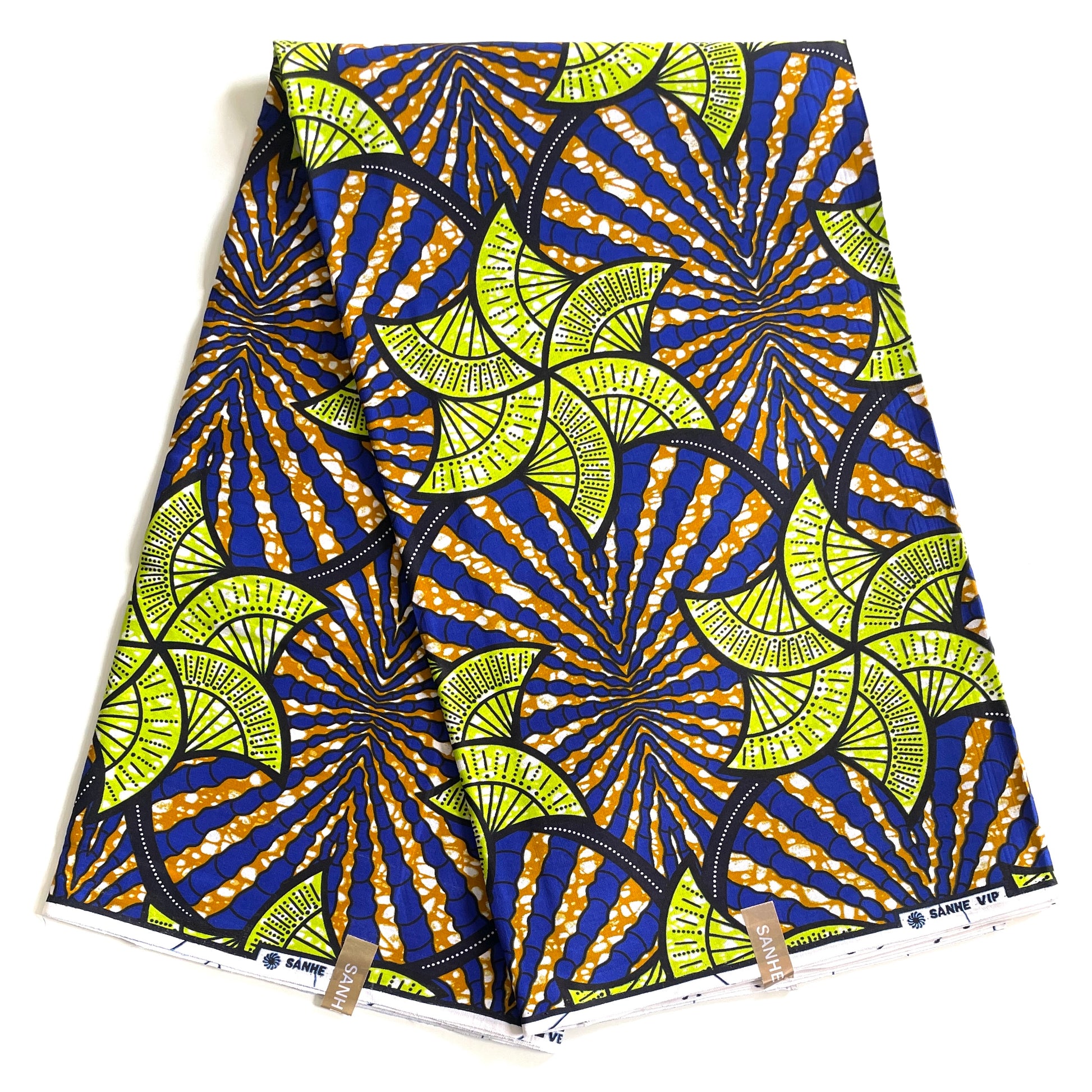 Wax Pagne Africain - Tissu 100% Coton - BLEU / VERT