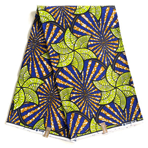 Wax Pagne Africain - Tissu 100% Coton - BLEU / VERT