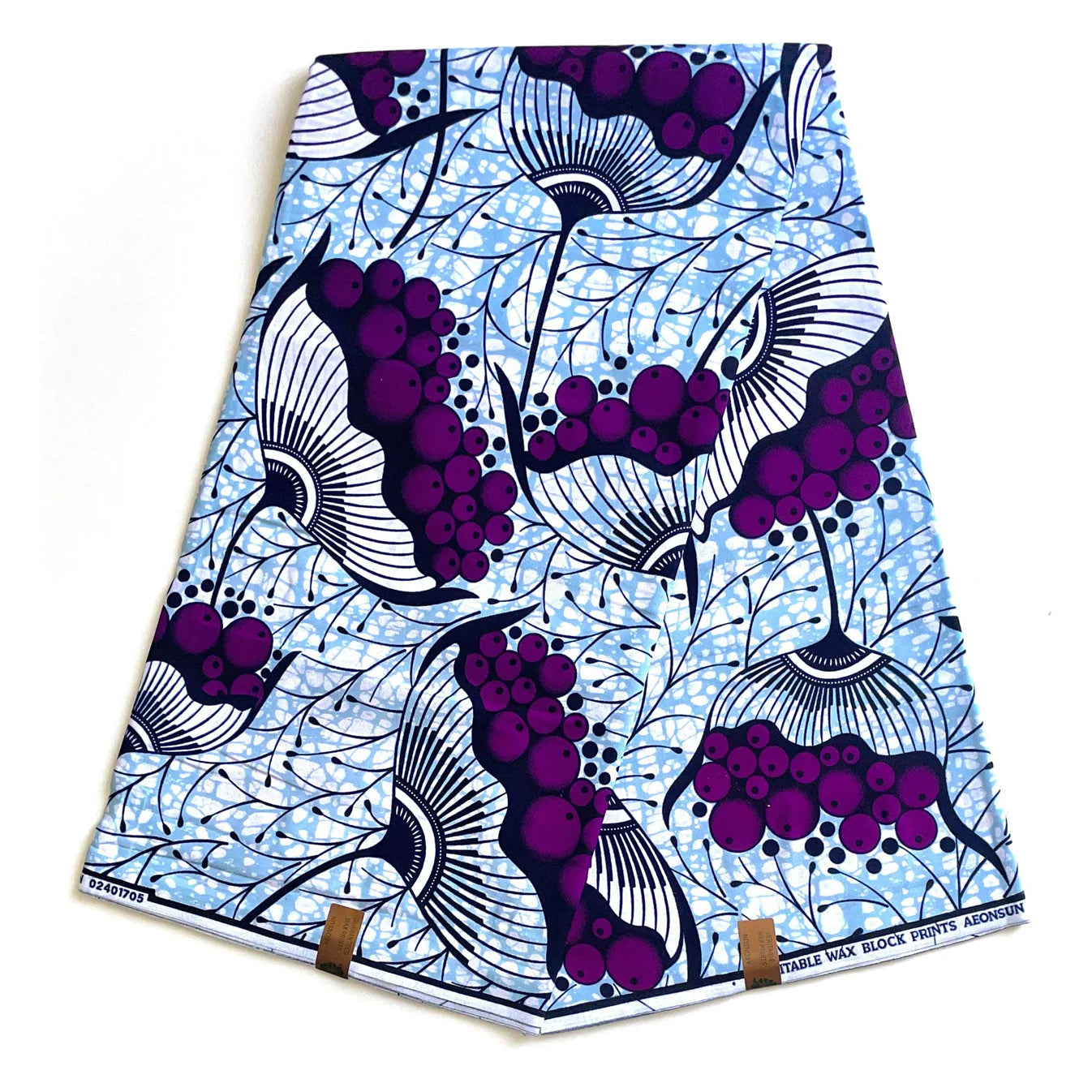 Wax Pagne Africain - Tissu 6 Yards 100% Coton - VIOLET / BLEU