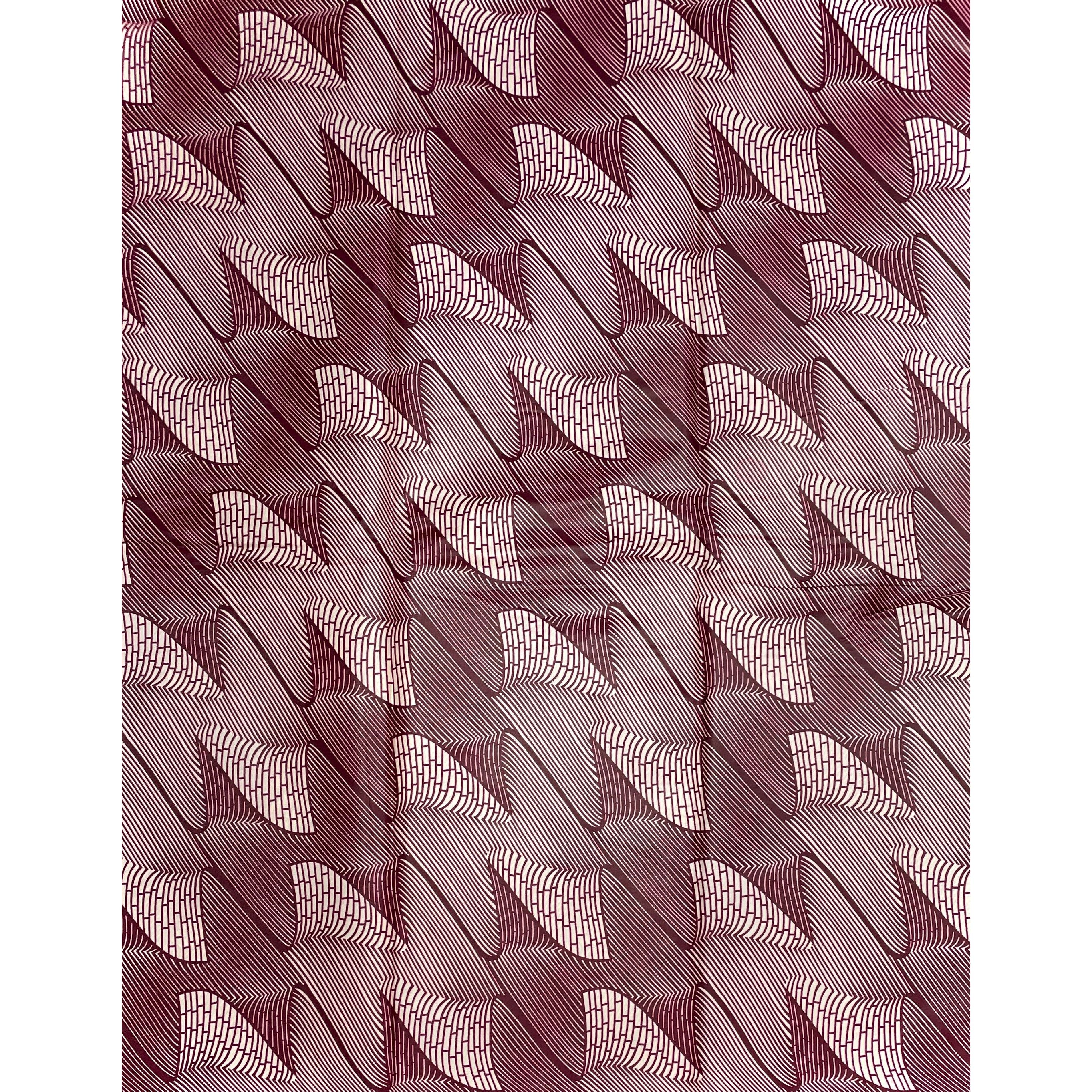 Wax Pagne Africain - Tissu Satiné 100% Coton - BORDEAUX