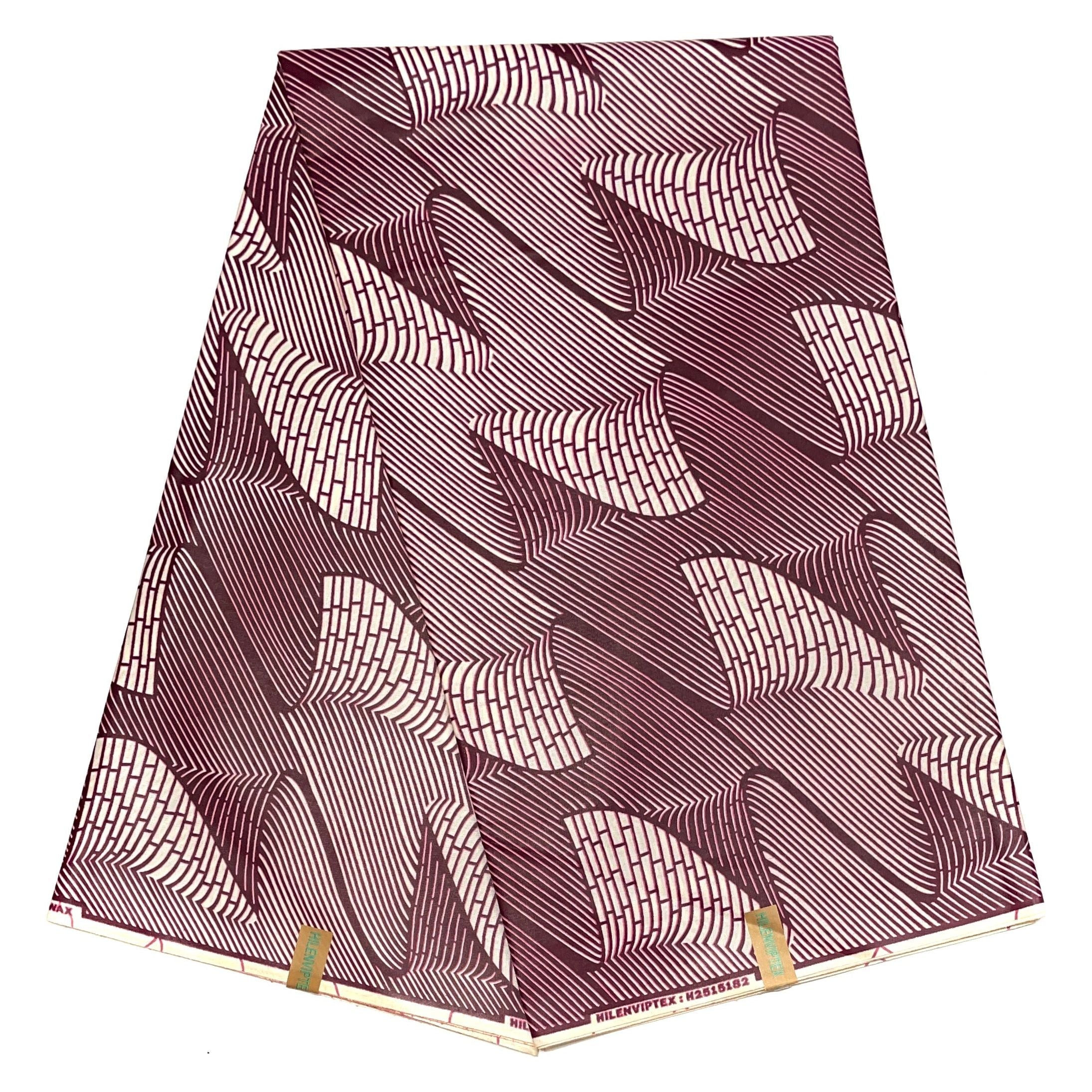 Wax Pagne Africain - Tissu Satiné 6 Yards 100% Coton - BORDEAUX