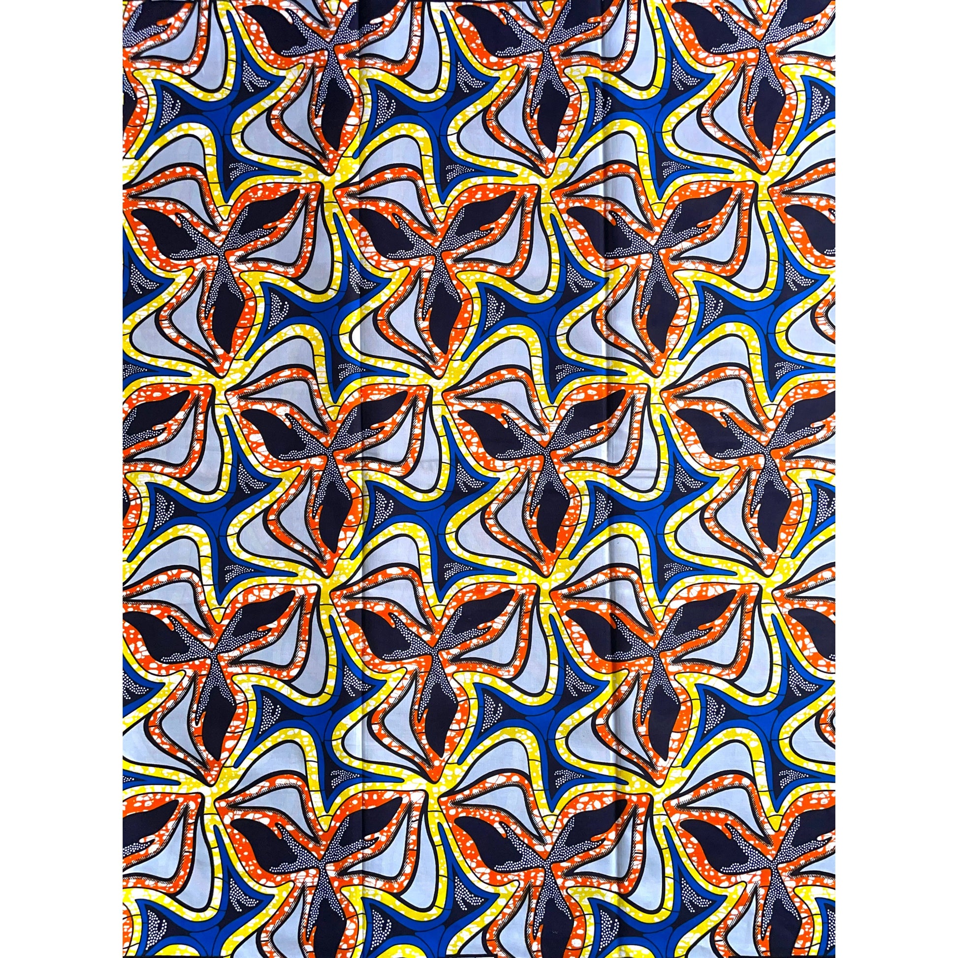 Wax Pagne Africain BLEU / ORANGE / JAUNE