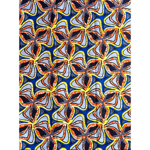 Wax Pagne Africain BLEU / ORANGE / JAUNE