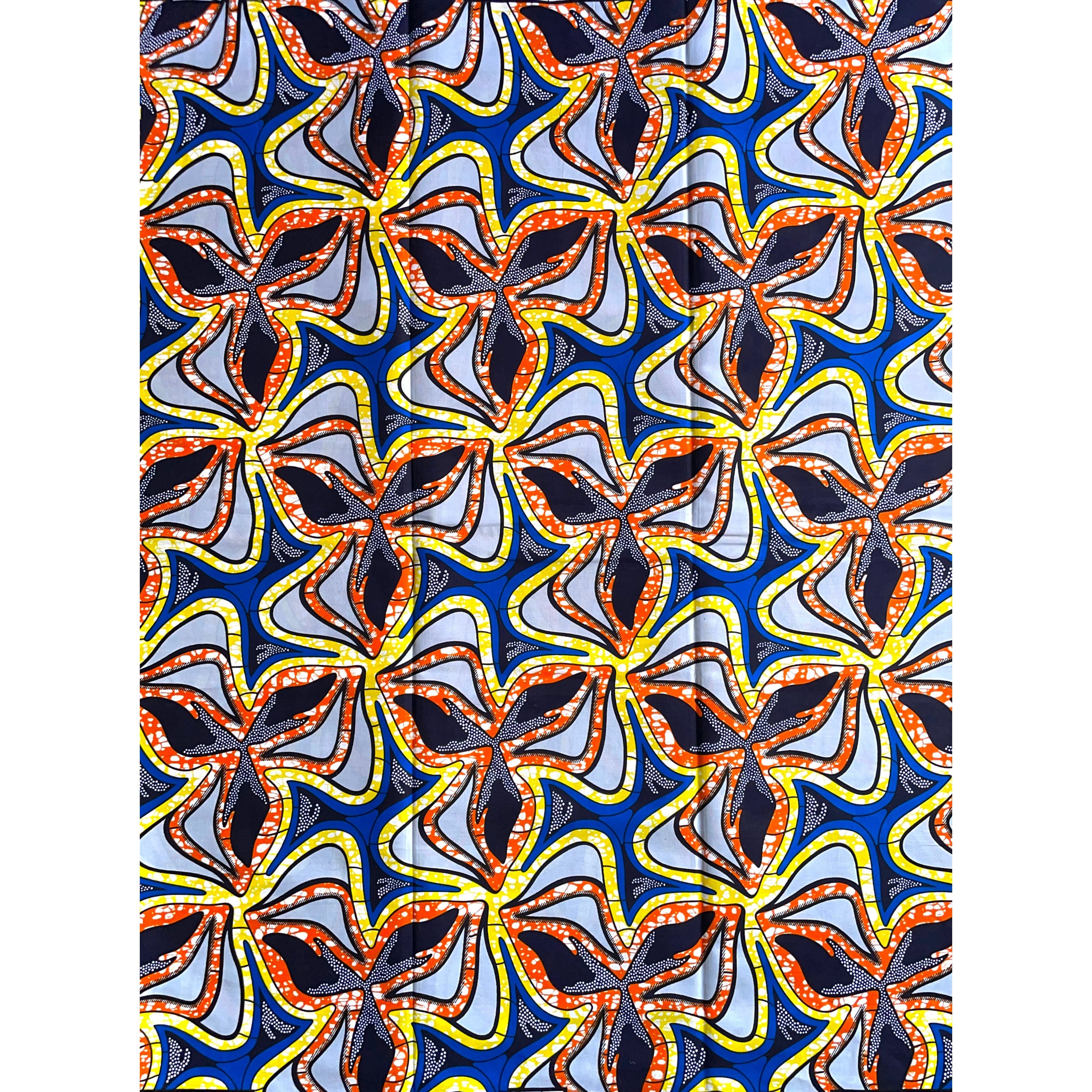 Wax Pagne Africain BLEU / ORANGE / JAUNE