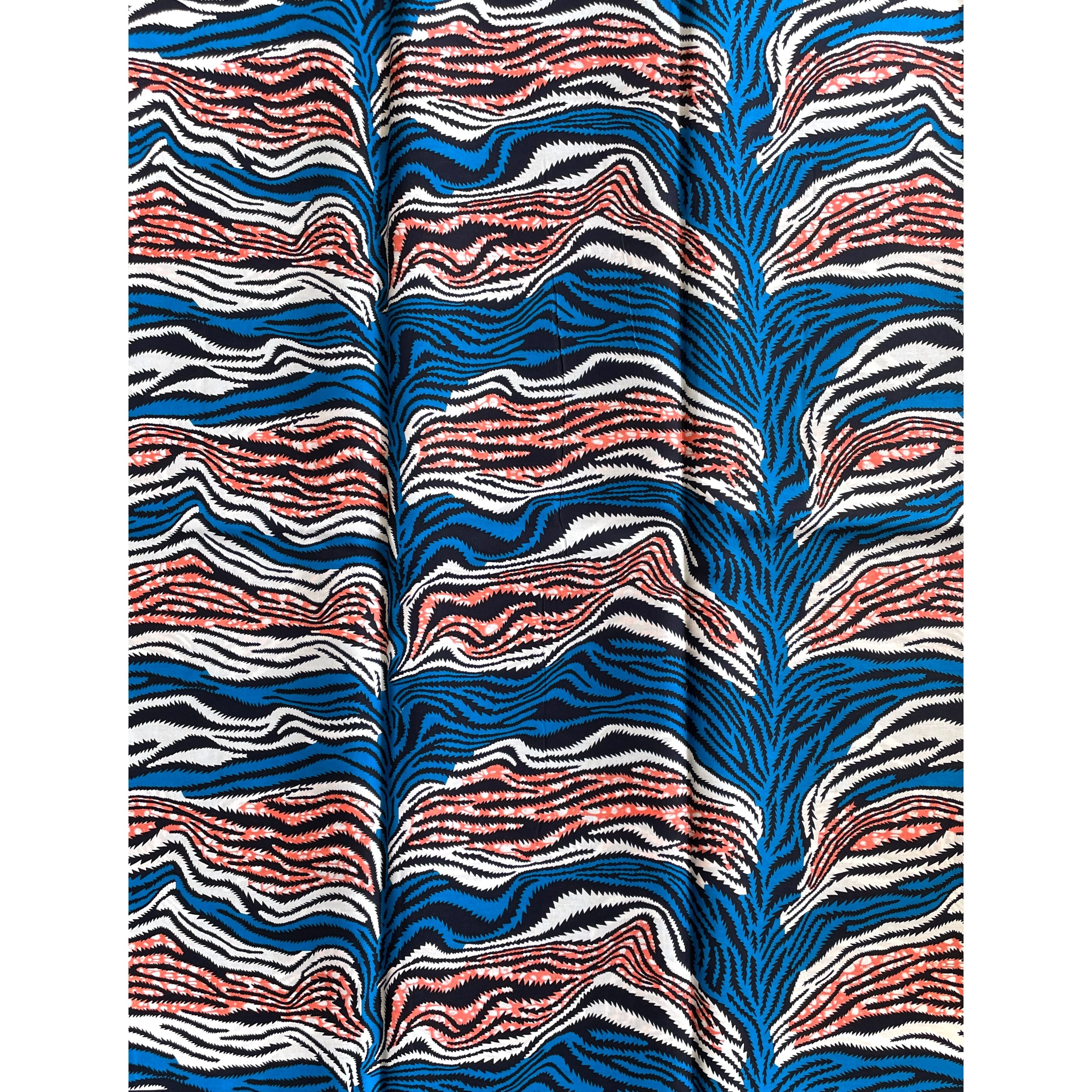 Wax Pagne Africain BLEU / ROSE CLAIR