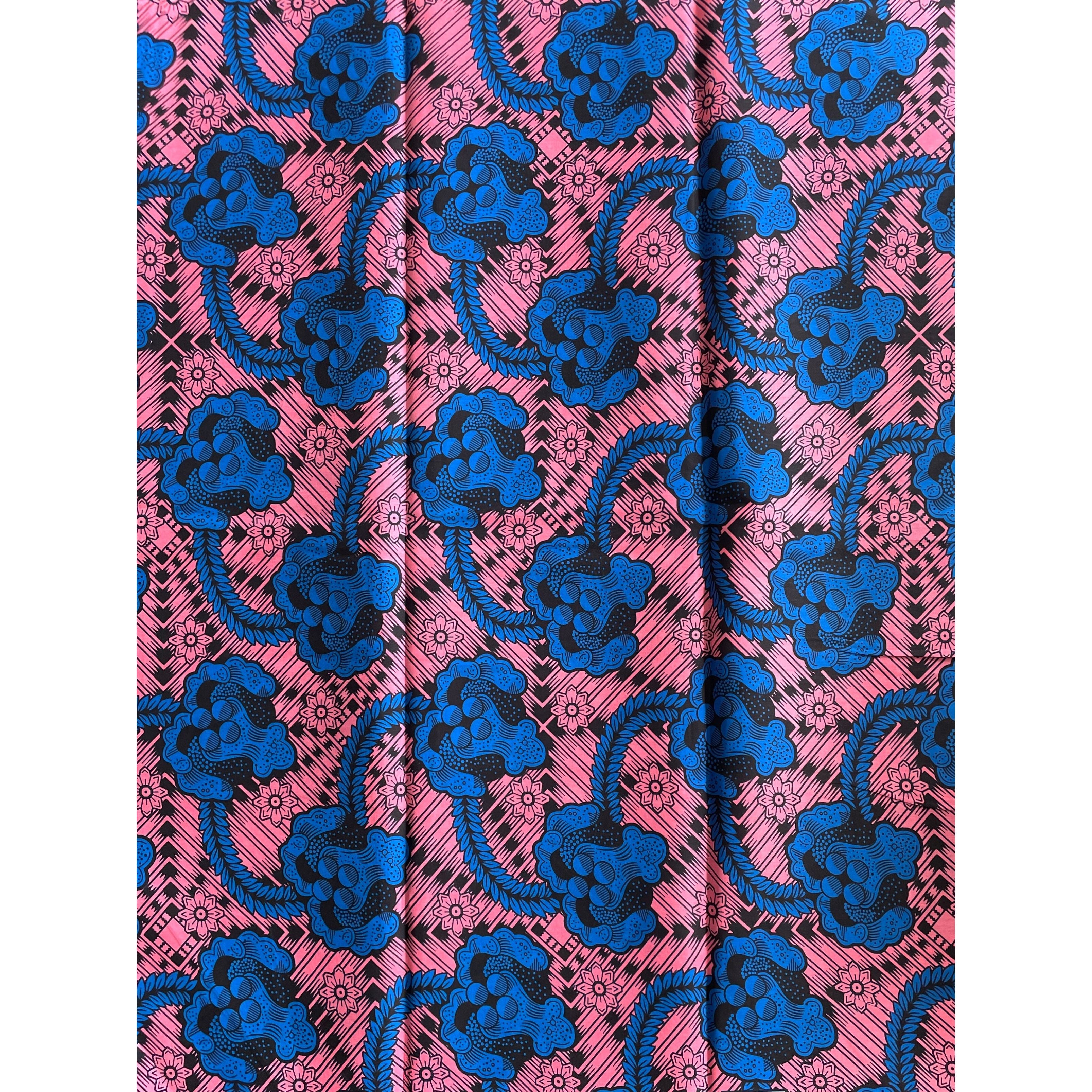 Wax Pagne Africain  ROSE / BLEU