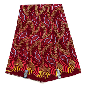 Wax Pailleté Bordeaux et Doré 100% Coton - 6 Yards