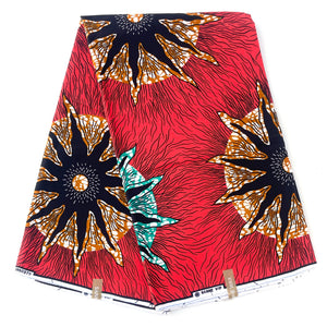 Wax Sanhe Rouge & Marron 100% Coton - 2, 6 ou 12 Yards