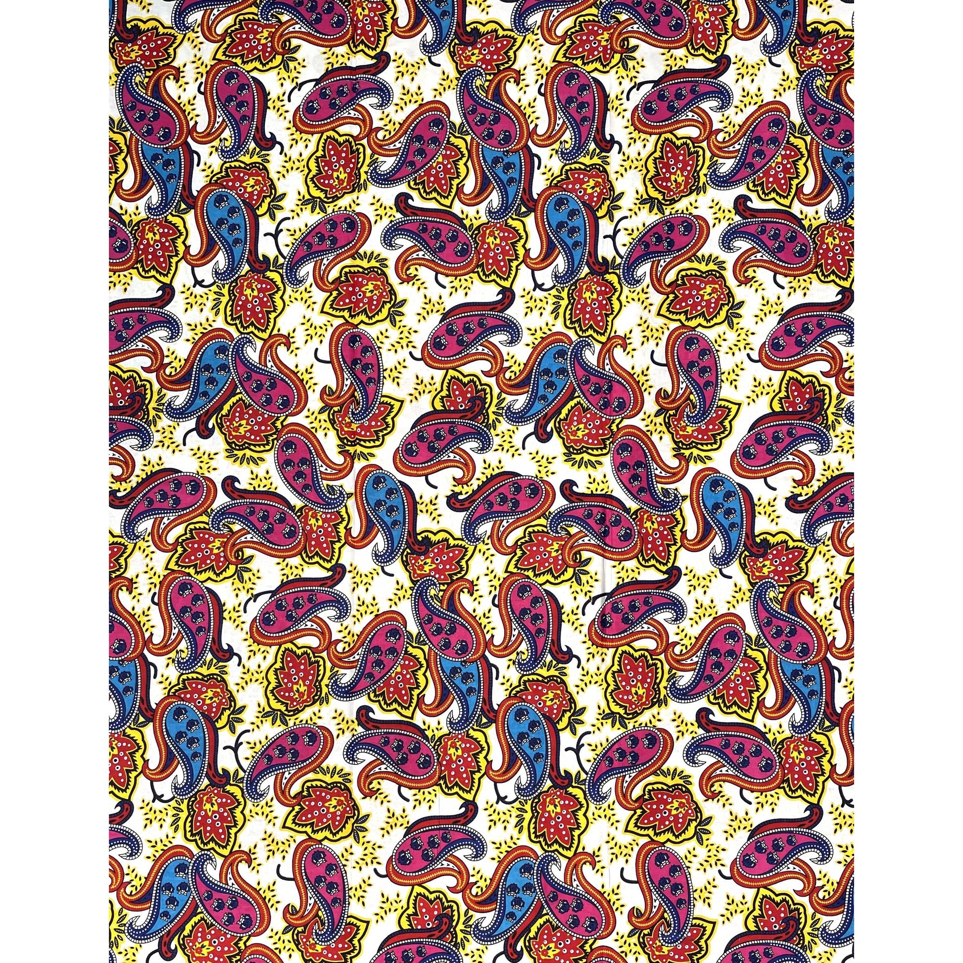 Wax Tissu Pagne Africain - Coupon 2 Yards 100% Coton - Fond BLANC