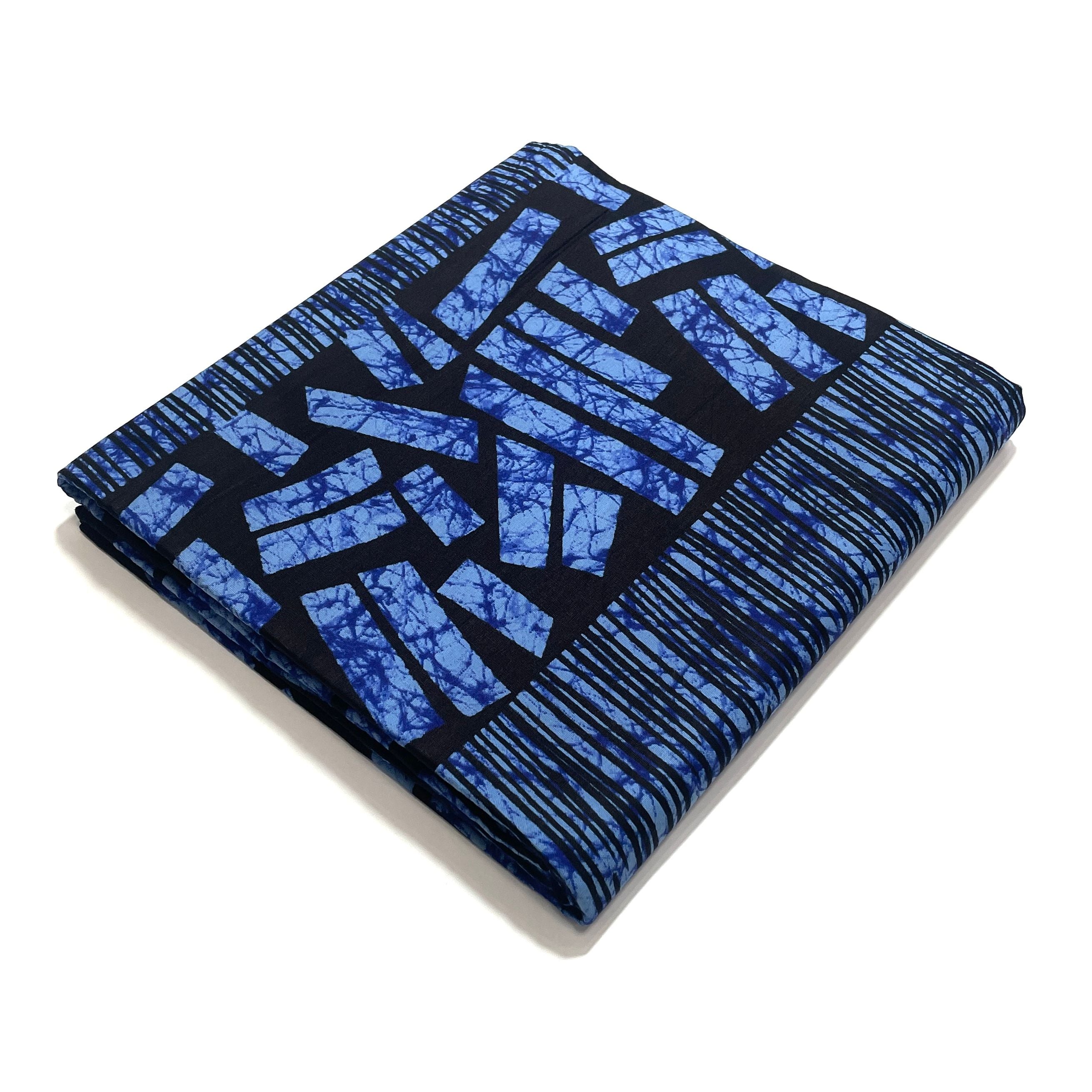 Wax Traditionnel Géométrique Bleu et Noir