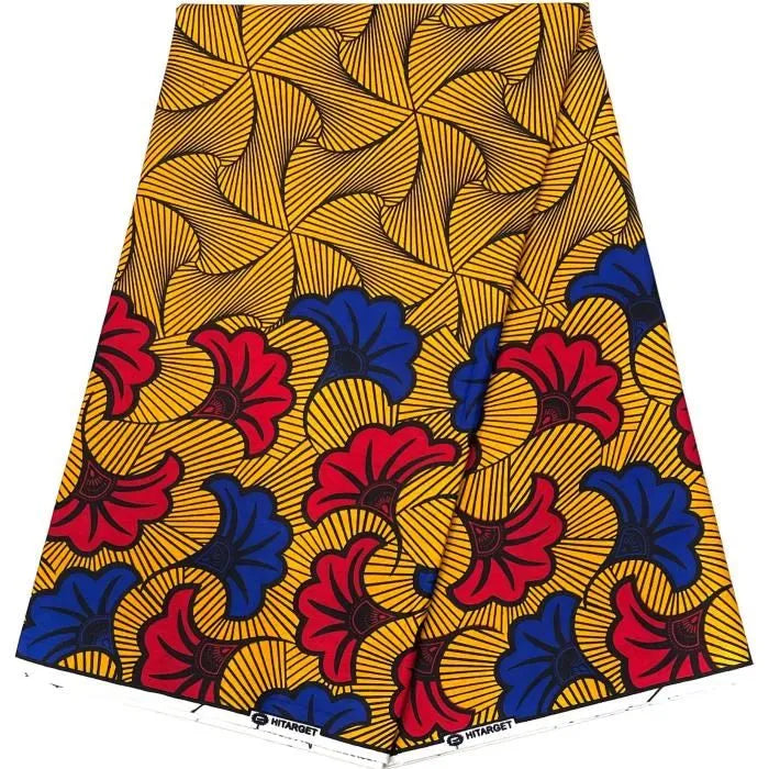Wax Pagne Africain - Tissu 6 Yards 100% Coton - DORÉ
